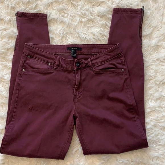 Forever 21 skinny maroon jeans - Picture 6 of 7